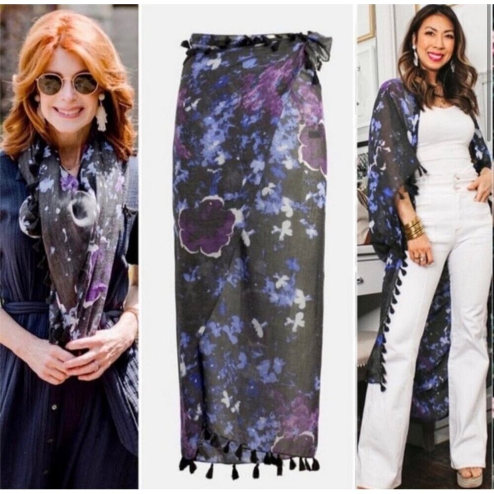 Peter Som Dream Floral Sarong Meteorite Coverup Dress Convertible Summer Beach D - Picture 4 of 15